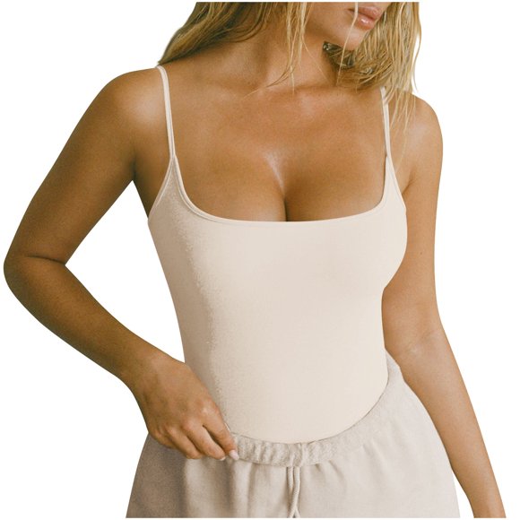 Timegard Tank Tops for Women Scoop Neck Spaghetti Strap Solid Color Summer Casual Comfy Sleeveless Tops