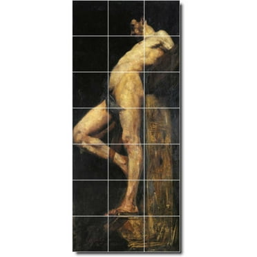 Ceramic Tile Mural-Lovis Corinth Religious Shower Tile Mural 17. 12.75" w x 29.75" h using (21) 4.25 x 4.25 ceramic tiles