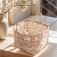 thumbnail image 4 of Boho Fabric Storage Basket with Handles, Large Capacity Foldable Floral Organizer for Clothes and Sundries, Quilted Puffer Tote Bag for Home, Picnic, Shopping, Travel, 4 of 7