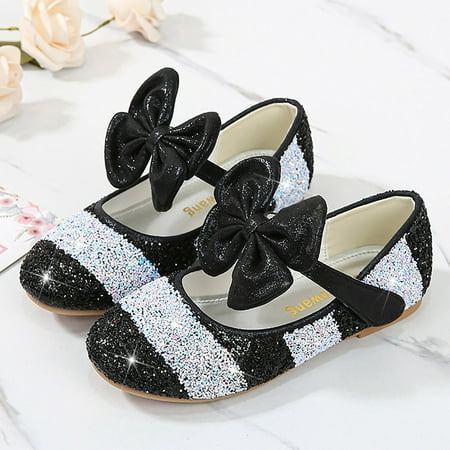 

kpoplk Toddler Sandals Princess Girls Sandals Baby Bling Kids Shoes Rhinestone Bow Cute Shoes For Teen Girls(Black)