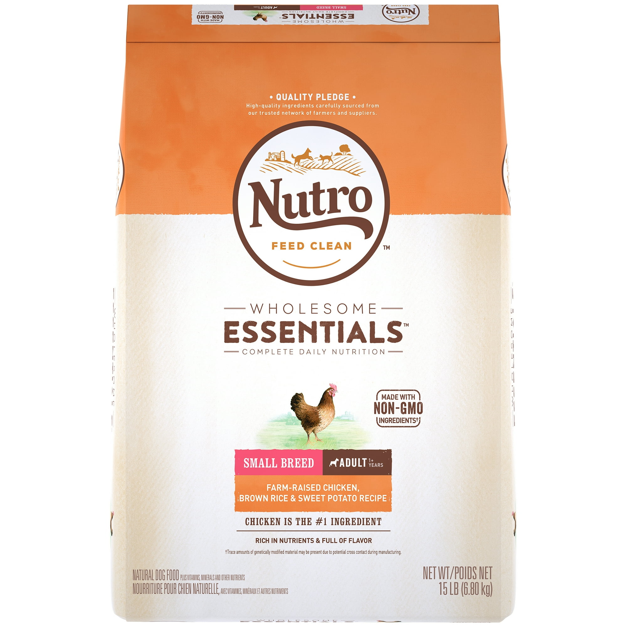 Nutro Wholesome Essentials Small Breed Adult Natural Dry Dog Food, Farm-Raised Chicken, Brown Rice & Sweet Potato Recipe, 15 lb. Bag