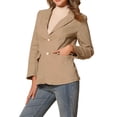 thumbnail image 4 of BLAZER DE DENIM PARA MUJER INSPIRADOR CHIC, CON SOLAPA EN V, DE UN SOLO BOTÓN Y HOMBRERAS, CHAQUETAS DE TRABAJO, TAMAÑO M, CAQUI, 4 of 6