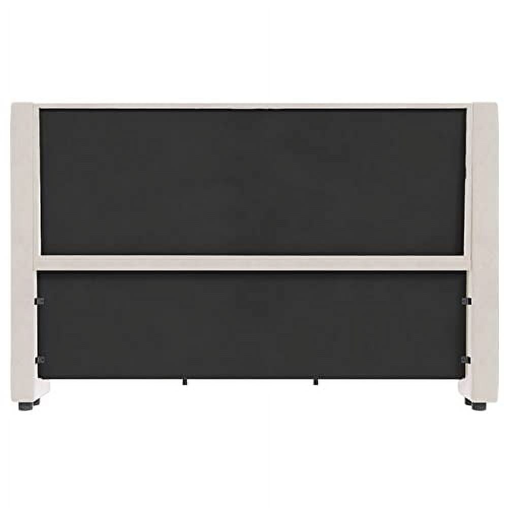 VanAcc King Bed Frame Upholstered Bed Wingback Headboard Velvet Tufted Diamond Button/No Box Spring Needed/Easy Assembly/Cream