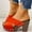 Orange, variant on Women's Studded Crisscross Platform Block Heel Mules, Open Toe Chunky Heel Slide Sandals, Glam Summer Shoes for Party, Night Out Orange 40