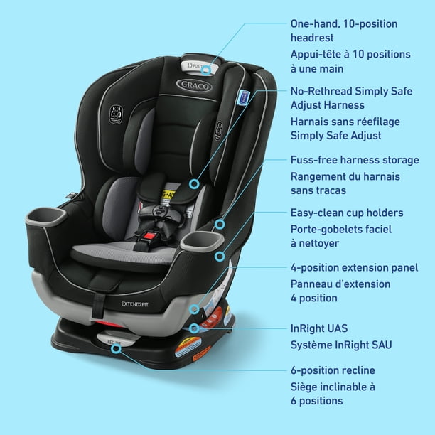 Graco Extend2Fit 2-in-1 Convertible Car Seat, 1.8-30 kg (4-65 lb
