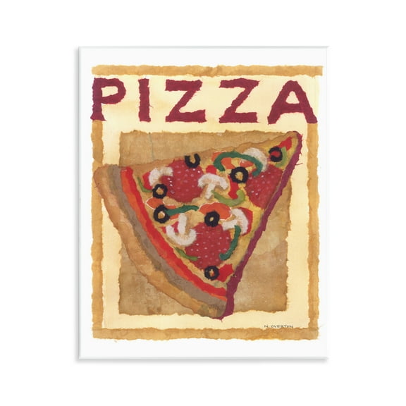 Stupell Industries Watercolor Style Pizza Food & Beverage Painting Unframed Art Print Wall Art, 11 x 14