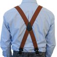 thumbnail image 2 of Men Suspenders With Heavy Duty Clips Brown 1.5 Inch Suspender For Men Big and Tall X Style, 2 of 7
