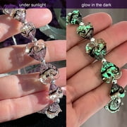 ARTSY Crafts Heart of Ocean Glow in The Dark Firefly Beads Necklaces for Women, Murano Glass Beads Jewelry - Purple