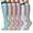 Multicolour, variant on 6-Pack Women’s Compression Calf Socks Athletic Knee-High Yoga Socks Gradient Support Soft Breathable Daily Wear Socks,Size:S