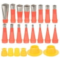 thumbnail image 1 of SHISUYAN Kit de Finition de Calfeutrage 22 Pcs Inclut 16 Pcs Applicateurs de Buse de Calfeutrage Réutilisables en Acier Inoxydable avec 6 Bases de Connexion Remplacement pour Salle de Bain Évier de Cuisine Joint en Brique, 1 of 8