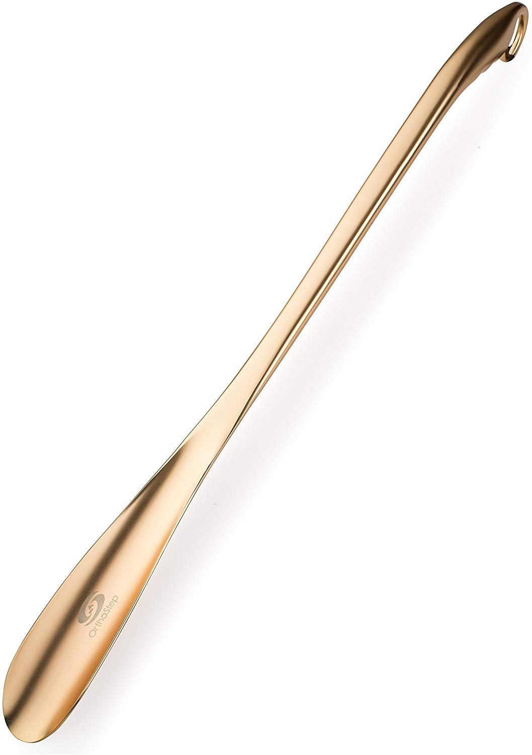 brass shoe horns long handles on Orthostep 24 Inch Shoe Horn Long Handle Metal Shoe Horns For Men Antique Brushed Brass Walmart Com Walmart Com