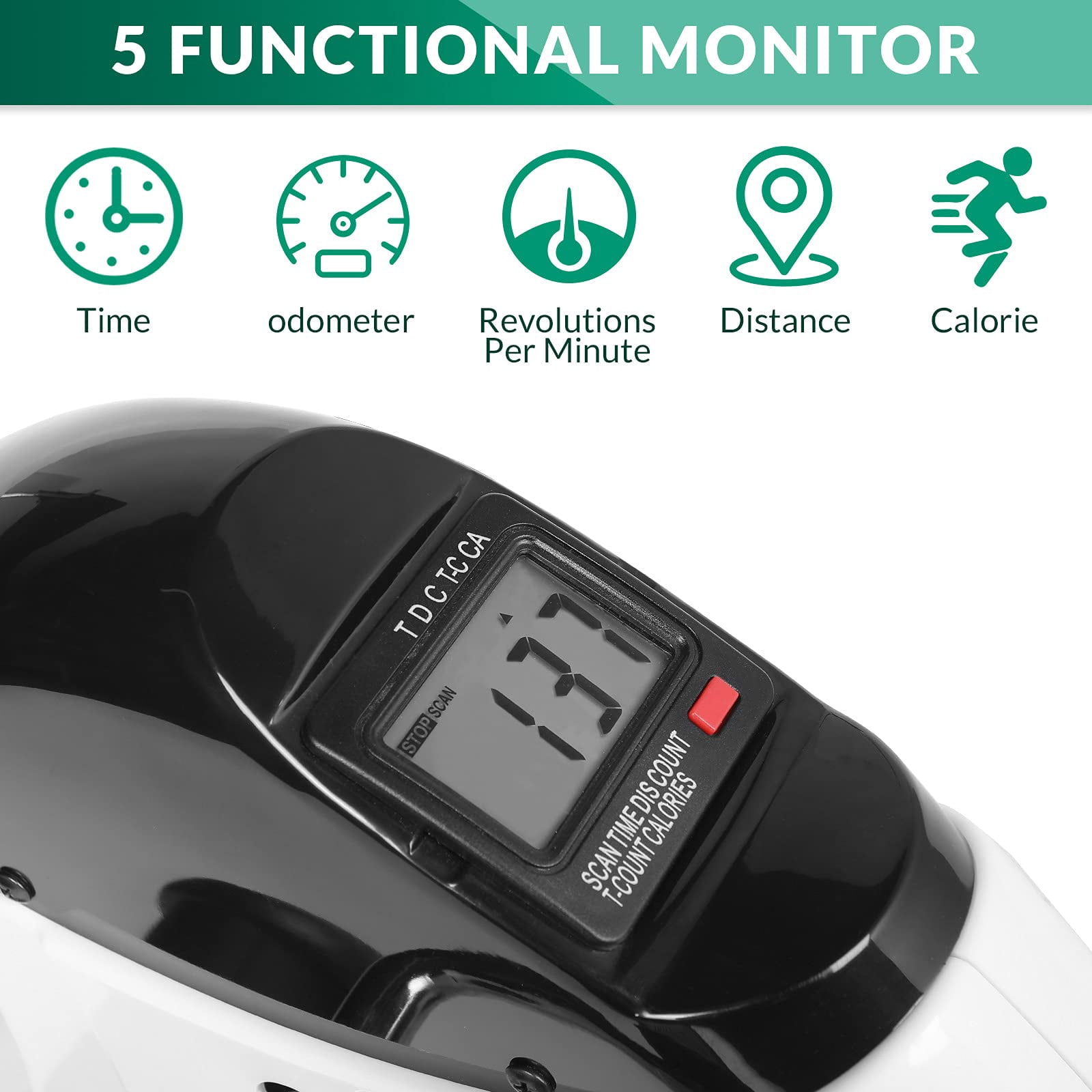 VIVIJASON Pedal Exerciser - Folding Portable Exercise Peddler - Under Desk Mini Exercise Bike for Arm/Leg Workout - Adjustable Fitness Rehab Equipment for Elderly Seniors with LCD Display