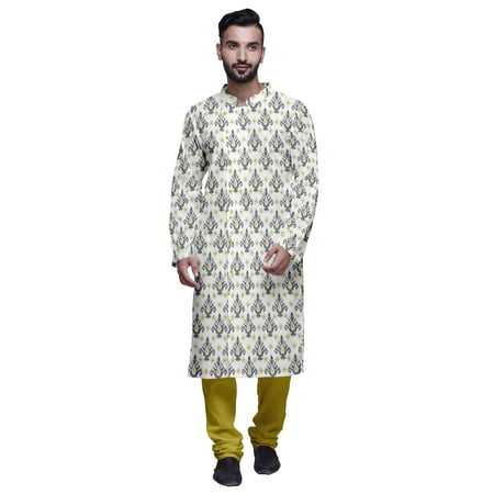 

Atasi Party Wear Kurta Pajama For Men Mandarin Collar Long Sleeve Ethnic Kurta Pajama