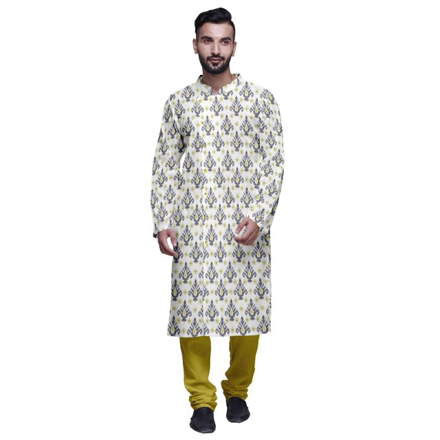 Atasi Kurta Pyjama de Fête pour Hommes Col Mandarin Manches Longues Kurta Pyjama Ethnique