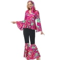 thumbnail image 4 of Traje de discoteca para mujer, disfraz hippie de los años 70, atuendos retro, vestido de baile brillante, pantalón acampanado, atuendo elegante, disfraces de cosplay de Halloween, 4 of 4