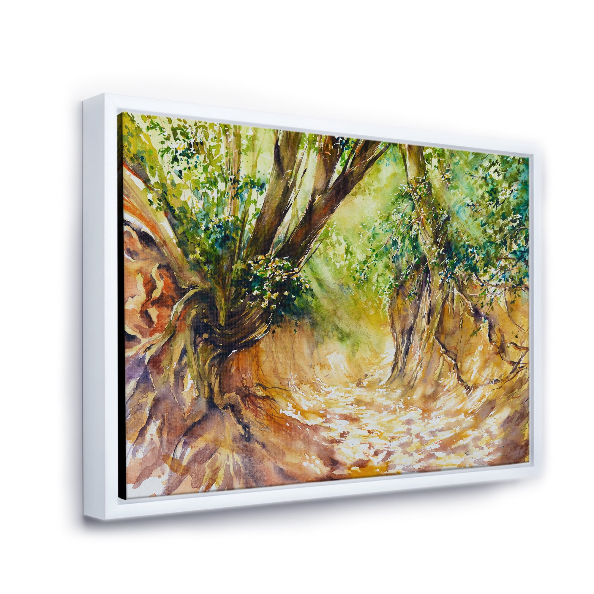 Designart 'Little Road in Deep Forest ' Traditional Framed Canvas Wall Art Print