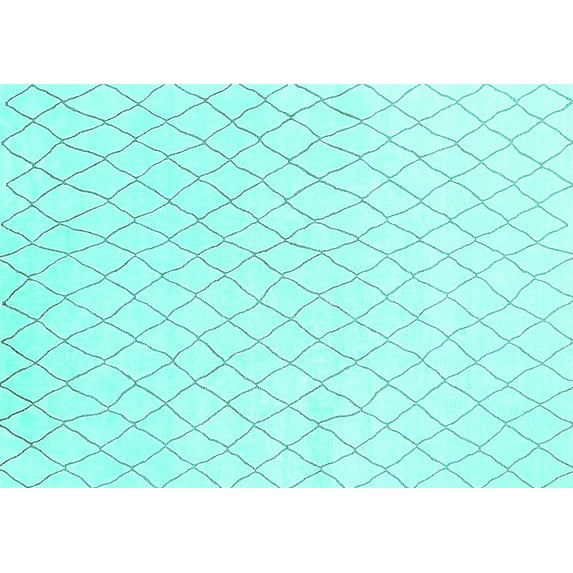 Ahgly Company Machine Washable Indoor Rectangle Oriental Turquoise Blue Industrial Area Rugs, 7' x 9'