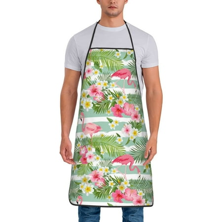 

Aprons for Men Women - Tropical Flamingo Cooking Kitchen Apron Chef Apron Waterproof Apron for Painting Pottery Baking BBQ Gardening Salon Gift For women Men