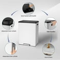 thumbnail image 4 of Garvee 16 Gallon Kitchen Trash Can, 30L+30L Step Dual Recycling Bin, Large Stainless Steel Garbage Can with 2 Removable Barrel, Wide Step Pedal, Soft Close Lid, White, 4 of 8