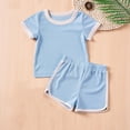 thumbnail image 2 of Ahuyic Summer Toddler Kids Casual Fashion Outfits, Boys And Girls Clothing Sets,Summer Boys And Girls Casual Solid Color Outfits Short Sleeve Round-Neck Blouses Shorts Sets, 2 of 5