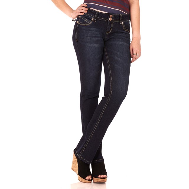 WallFlower Women's Luscious Curvy Bootcut Mid-Rise Insta Stretch Juniors Jeans (Standard and Plus)