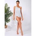 thumbnail image 5 of inlzdz Womens Latin Tango Dance Dress Asymmetrical Shoulder Tassel Ballroom Performance Bodysuit White L, 5 of 7