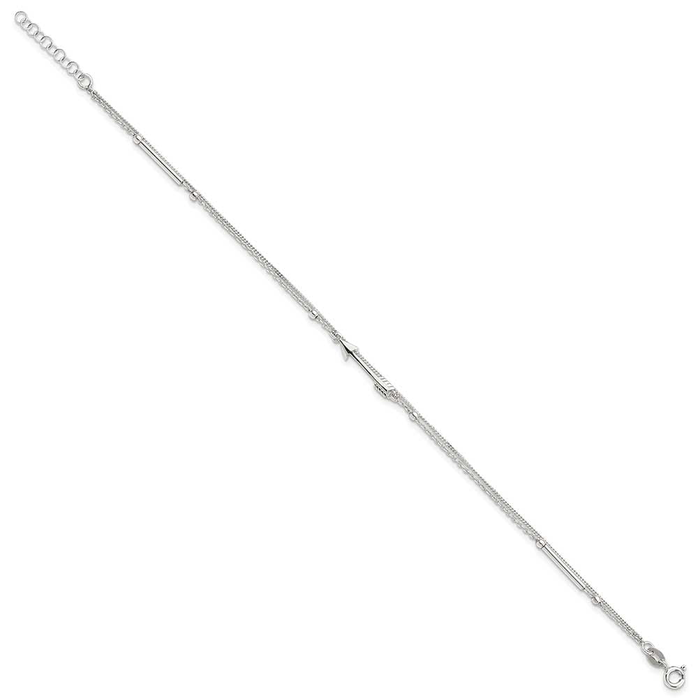 Finest Gold Sterling Silver 2-strand Arrow 9 in. Plus 1 in. Extender - Total 10 in. Anklet