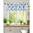 thumbnail image 2 of Bohemia Valances for Windows Blue Argyle Abstract Geometric Texture Ethnic Style Valance Rod Pocket Short Window Treatments Curtains for Kitchen Bathroom Living Room Bedroom, 42 x 18 Inch, 2 of 7