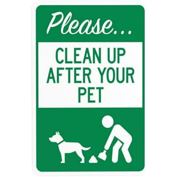 Please Clean Up After Your Pet Warning Sign, No Dog Poop Metal Signs for Business Home Outdoor Indoor Road Yard Garage Street Wall Caution Custom Decor 8 x 12 Inch