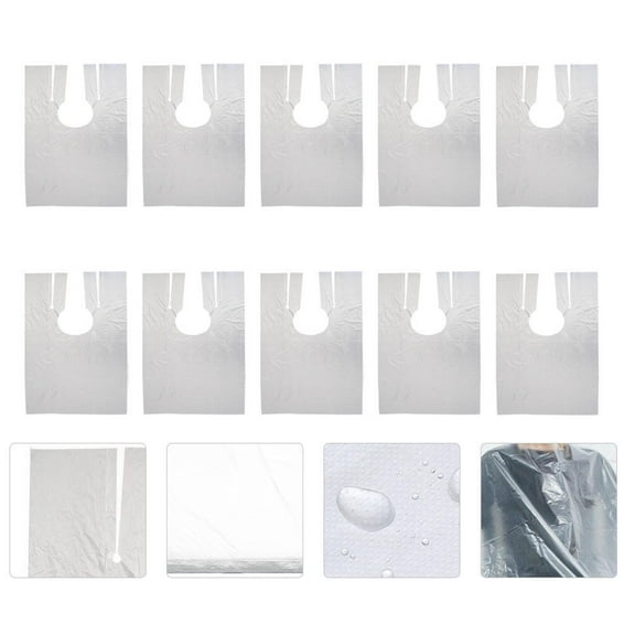 Yardwe 50Pcs Disposable Salon Capes PE Plastic Waterproof for Barbers in Barber Shop