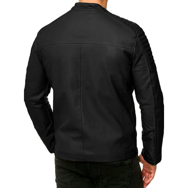 Chamarra Para Hombre Shendy Vendi Chaqueta Vinipiel Tipo Biker Negro Grande Bodega Aurrera en linea