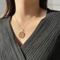 thumbnail image 5 of harmtty Women Round Pendant Necklace Gold Color A-Z 26 Letter Inlaid Rhinestone Clavicle Chain Jewelry Gifts,T, 5 of 8
