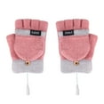 thumbnail image 6 of Elainilye Fashion Winter Gloves For Men And Women Winter Cold Protection Warm USB Heating Gloves Windproof Half Bare Finger Knit Gloves,Pink, 6 of 9