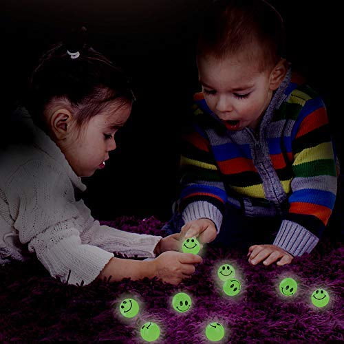 Glowing Party Favors and Goodie Bag Fillers for Boys and Girls ArtCreativity Glow in The Dark Smiley Face Bouncing Balls Bulk Pack of 36-1 Inch High Bounce Bouncy Balls for Kids 