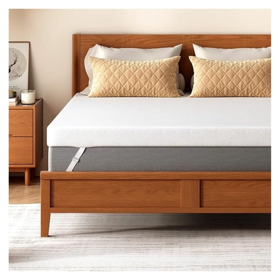 Queen Mattress Topper, 2 Inch Gel Memory Foam Mattress Topper - Removable Soft Cover with Straps, Pressure Relief, Certified