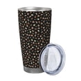thumbnail image 2 of Balery Flower Pattern On Black Pattern 20oz Insulated Car Cup with Dual Drink Lids, Stainless Steel Travel Mug Eco-Friendly and Leak-Proof-Straw Three-piece Set, 2 of 8