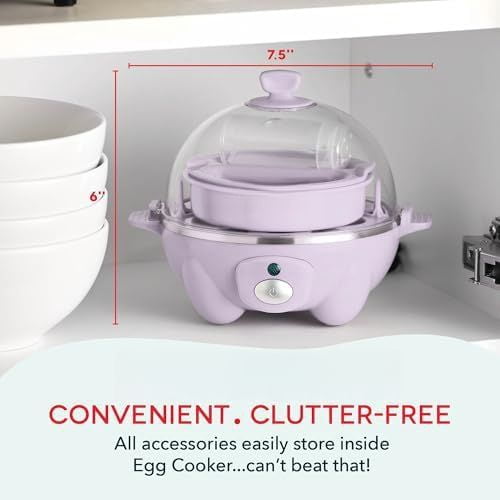 Rapid Egg Cooker - Boiler, Poacher & Steamer - Includes Measuring & Recipe Guide - Dishwasher Safe - BPA Free - Holds 7 Eggs, Lavender