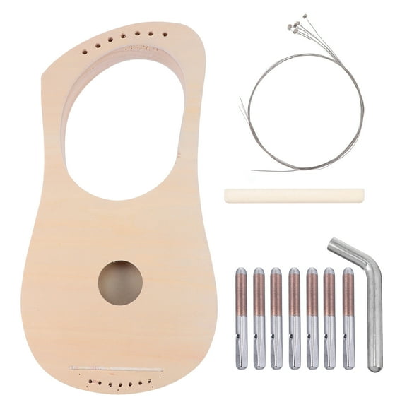 Handmade 7-String Lyre Harp Kit for Kids, Fun Musical Instrument Craft Set for Children’s Art and Play