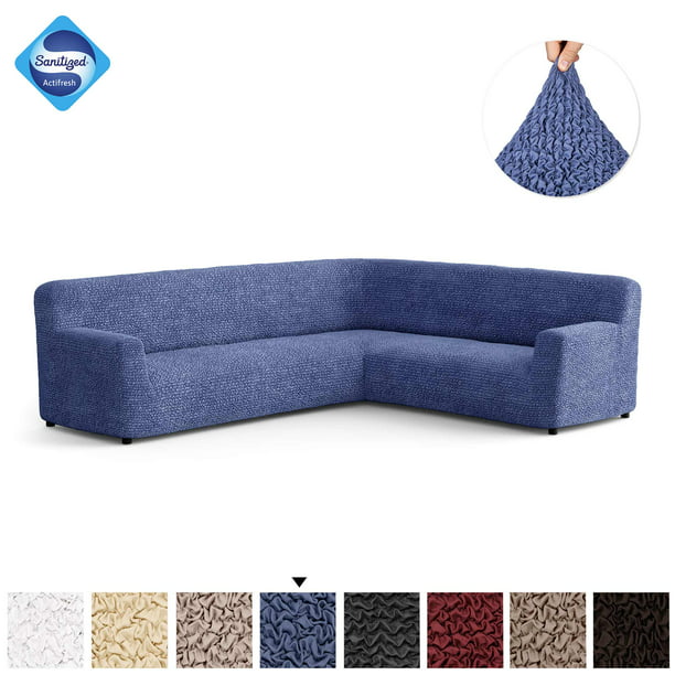 Verbeteren schermutseling Feodaal Paulato by Ga.i.co. Corner Couch Cover Stretch Sectional Sofa Slipcover -  Solid Blue - Walmart.com