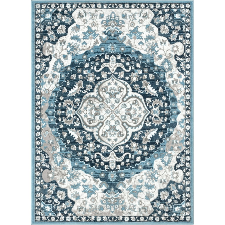 Well Woven Modern Vinatge Tile Print Blue Non-Skid Backing Area Rug - 3'3  x 4'7 - Bed Bath & Beyond - 18608302