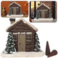 thumbnail image 2 of Log Cabin Incense Burner Christmas Resin Snowy House Miniature Ornaments Rustic Chimney Fragrance Burner Gift, 2 of 5