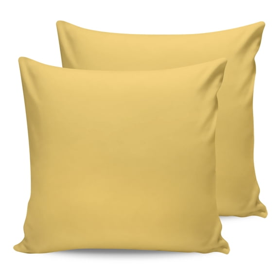 14x14 Pillow Covers Set of 2, Pure Yellow Throw Pillow Covers Decorative Couch Cushion Case, Simple Solid Color Microfiber Square Pillowcases for Bedroom Car Living Room