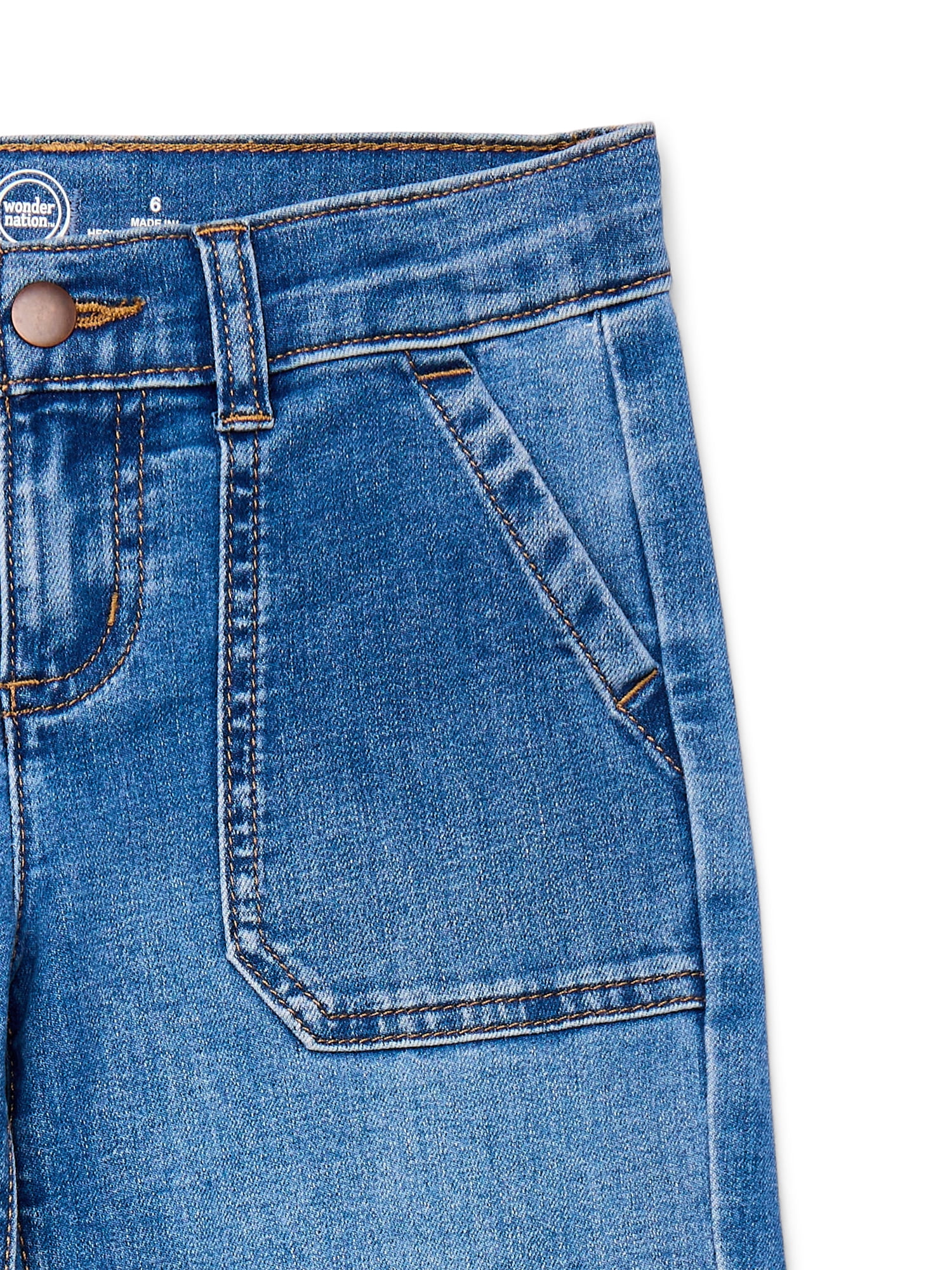 Wonder Nation Girls Wide Leg Cargo Jeans, Sizes 4-18 & Plus