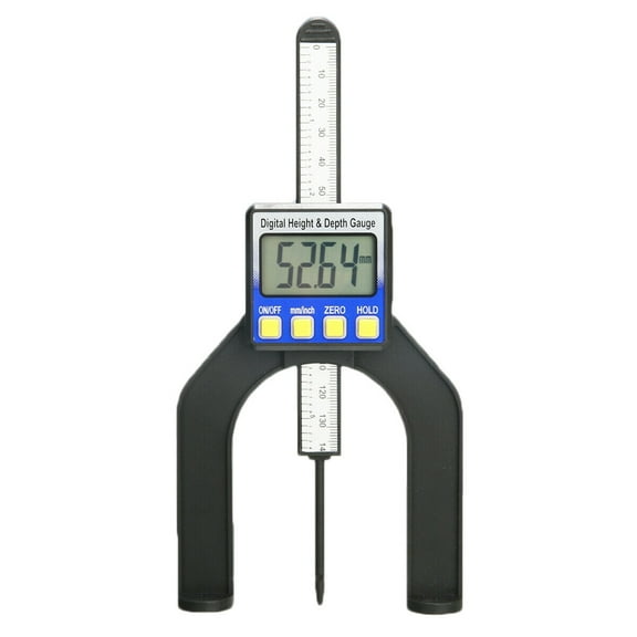 MLINS Electronic Digital Depth Gauge 0-80mm LCD Height Calipers With Magnetic Feet For Router Tables DIY Woodworking Measuring Tools No Battery (Black)