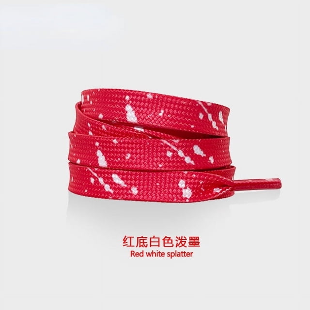 Shoelaces for Sneaker Flat Gilding Printing Ink Splatter Shoelace Colorful Splash Ink Hand-painted Basketball Shoe Laces for AF1 red white 100cm