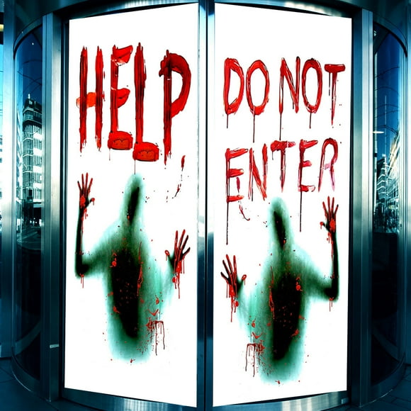 Halloween Giant Bloody Window Posters Window Clings Party Decoration Haunted House Door Cover Creepy School Dormitory Window Decoration