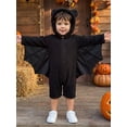 thumbnail image 4 of Cjfdfy Toddler Baby Halloween Boy Girl Costumes Clothes Bat Halloween Costumes Fleece Hood Wings Design Long Sleeve Shorts Jumpsuit My First Halloween Fall Winter Clothes, 4 of 9