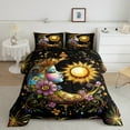 thumbnail image 2 of Manfei Son And Moon Full Size Comforter Sets,Gothic Theme Bedding Comforter Set,Gold Boho Flower Bedding Sets For Girl Boys,Ultra Soft Bedroom Decorative Reversible,3pcs, 2 of 8