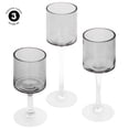 thumbnail image 4 of Koyal Wholesale Long Stem Glass Candle Holders, Set of 3 (Smoke Black), 4 of 5