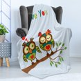 thumbnail image 4 of Romantic Soft Flannel Fleece Blanket, Colorful Abstract Owls on a Branch with a Words Expressing Affection and Adoration, Cozy Plush for Indoor and Outdoor Use, 60" x 80", Multicolor, by Ambesonne, 4 of 5
